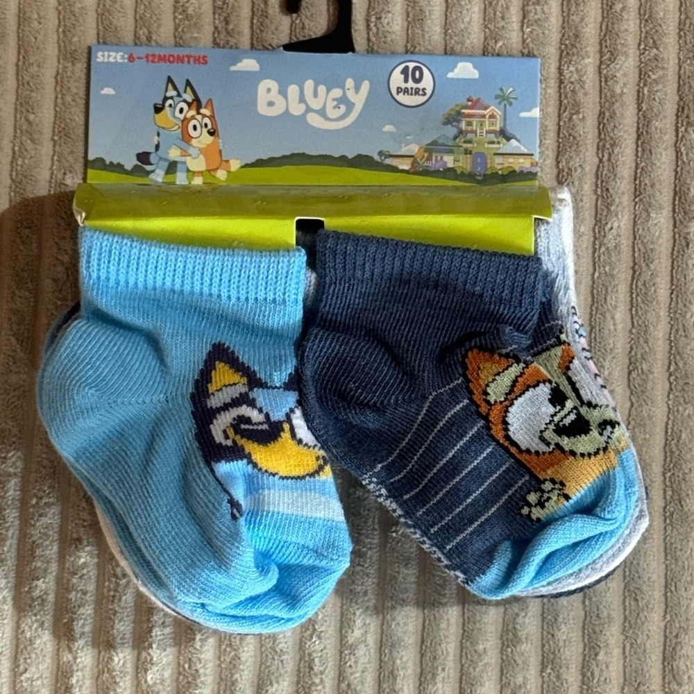 Bluey Baby Unisex 10-Pack Ankle Socks Size 6-12 Months Multicolor New